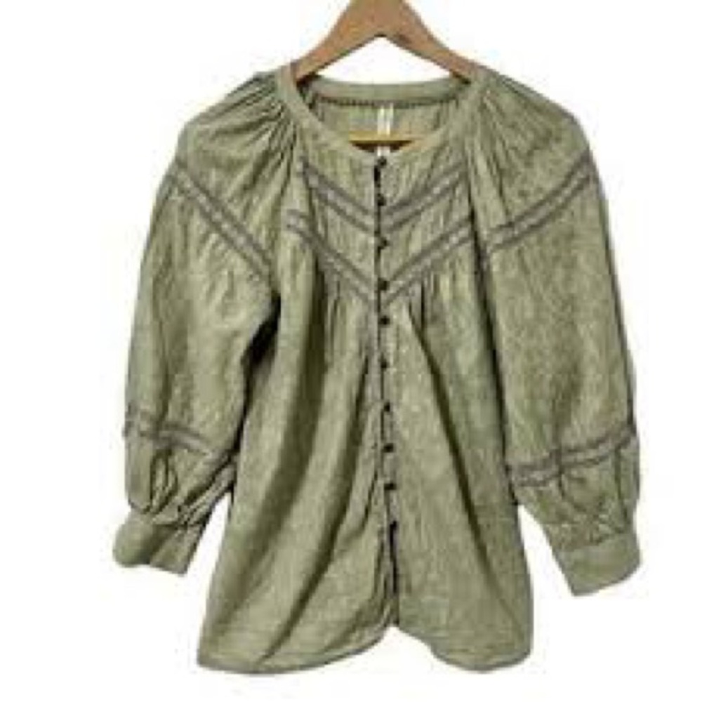 Anthropologie Sage Green Blouse
